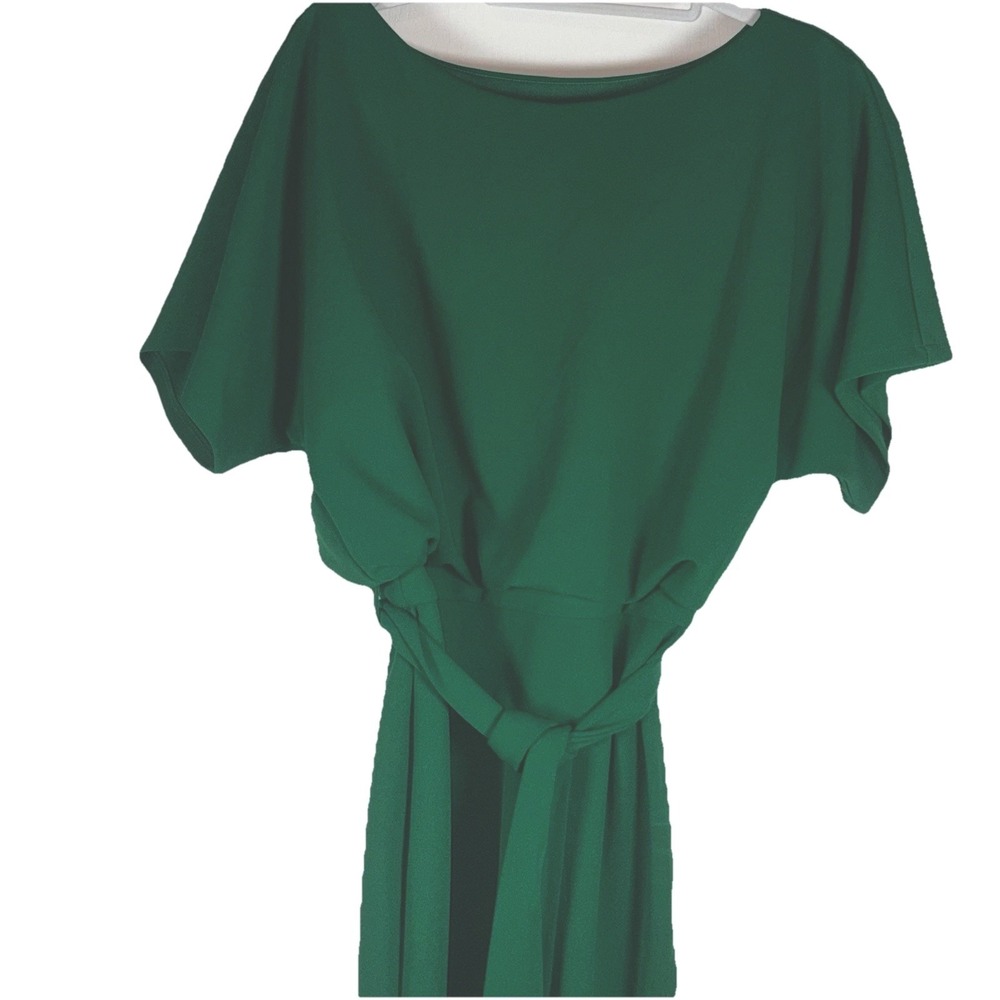 Kenzie Green Dress Size‎ 12 Tie Waist Fitted Skirt Hidden Side Zipper